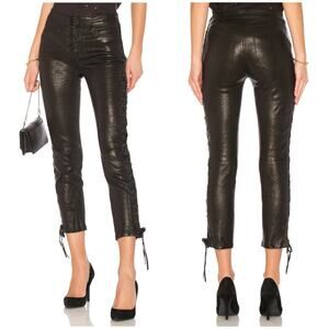 FRAME Lace-Up Cropped Leather Pants Size 23 Rocker Y2K Rocker